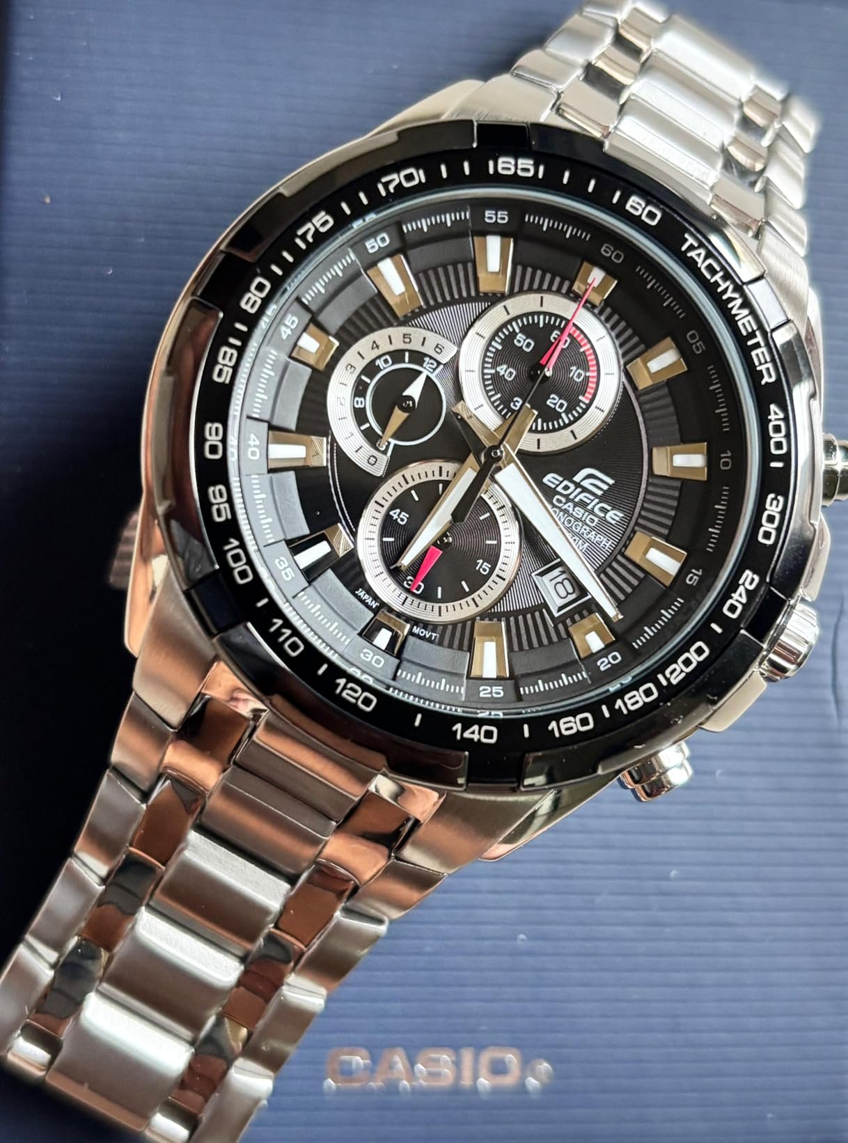 Chronograph Black Dial Men's Watch-EF-539D-1AVDF (ED369) - Image 3